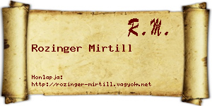 Rozinger Mirtill névjegykártya
